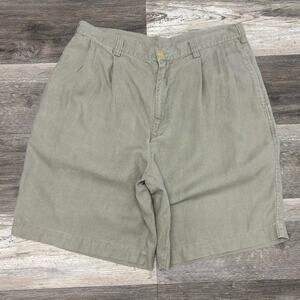 Vintage 90s Nautica Rigger Gray Mens 34x9‎ Linen Pleated Chino Shorts Preppy EUC